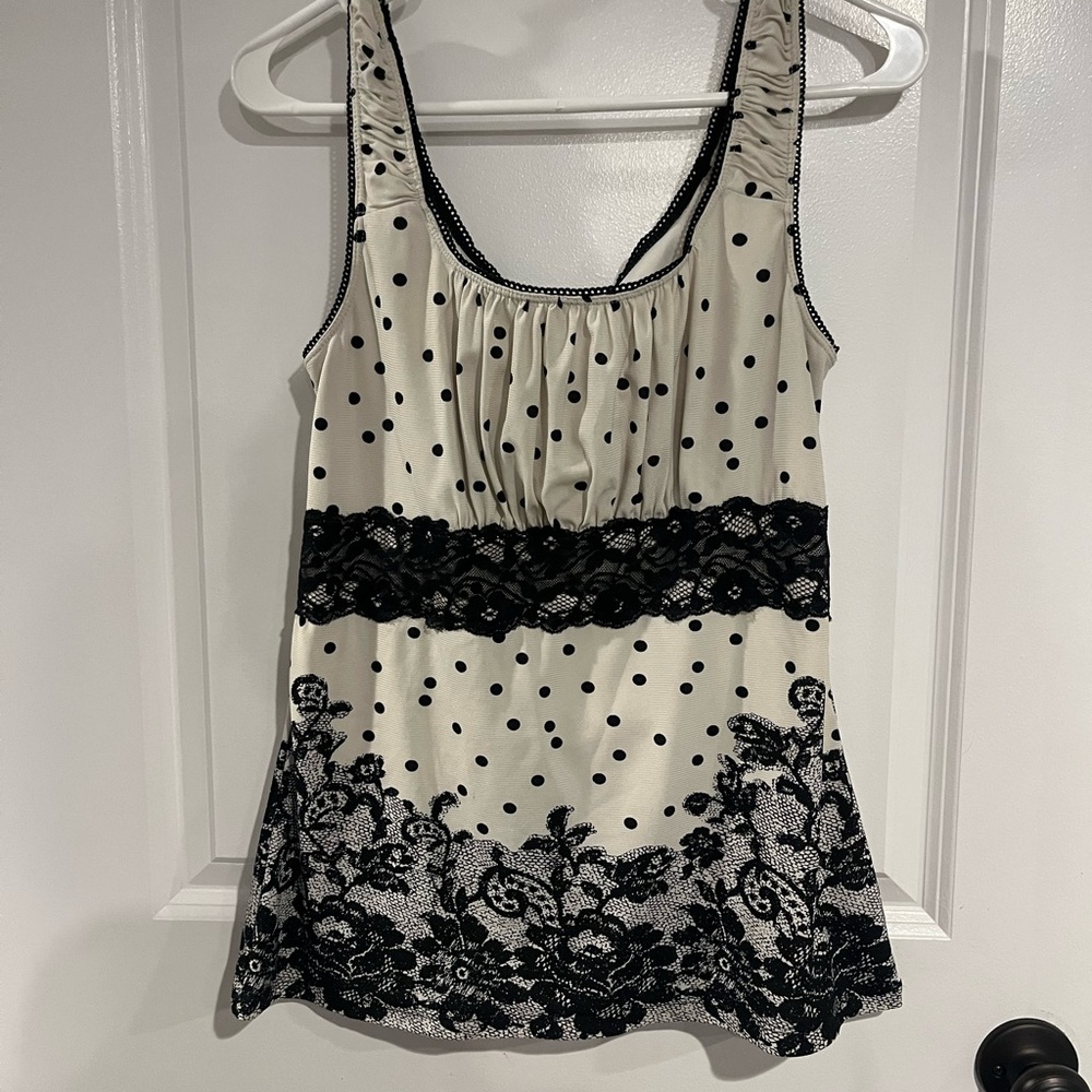 lace polkadot tank